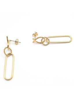 Boucles d'Oreilles en Acier Inoxydable Doré avec Double Anneau – Design Moderne et Élégant
