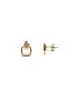 Boucles d’Oreilles en Acier Inoxydable Doré avec Carré Ajouré et Zircons – Élégance et Modernité