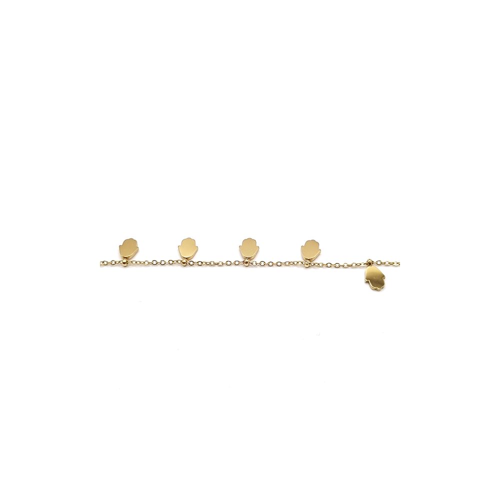 Bracelet Chaîne en Acier Inoxydable Doré avec Pendentifs Main de Fatma – Protection et Élégance