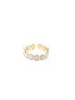 Bague en Acier Inoxydable Doré Motif Rond Émaillé Blanc – Élégance Minimaliste