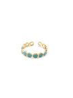 Bague en Acier Inoxydable Doré Motif Rond Émaillé Turquoise – Touche de Fraîcheur Élégante