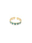 Bague en Acier Inoxydable Doré Motif Cœurs Émaillés Turquoise – Élégance et Fraîcheur
