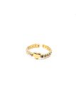 Bague en Acier Inoxydable Doré avec Feuille et Pierre Rosée – Élégance Naturelle et Délicate