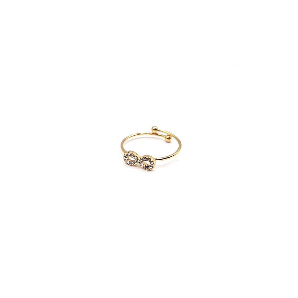 Bague en Acier Inoxydable Doré Motif Infini Sertie de Zircons – Symbole d’Éternité et d’Élégance