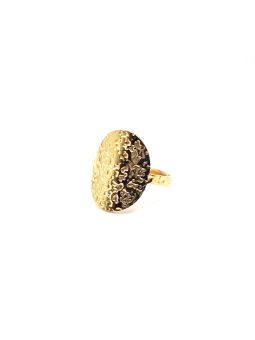 Bague en Acier Inoxydable Doré Motif Gravure Martelée – Audace et Style Ancien