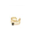 Bague Couronne en Acier Inoxydable Doré avec Pierre Naturelle – Élégance Royale