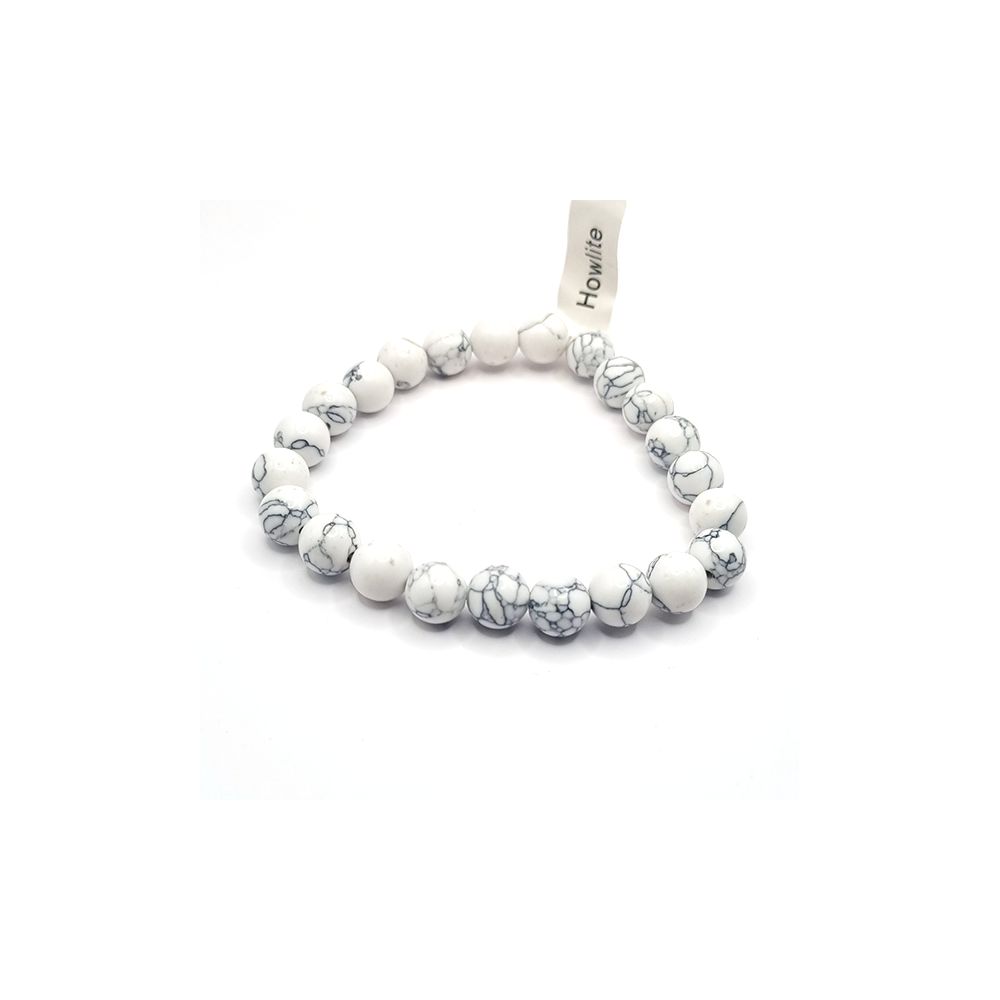 Bracelet en Perles Naturelles d’Howlite – Équilibre et Élégance Minérale