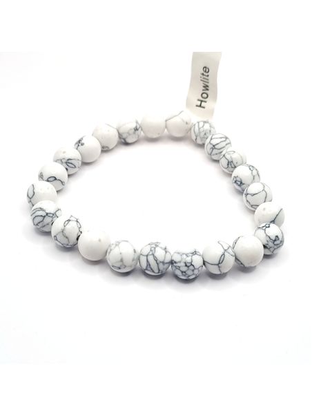 Bracelet en Perles Naturelles d’Howlite – Équilibre et Élégance Minérale