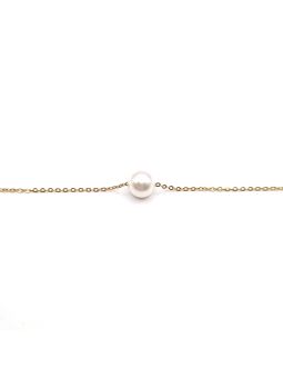 Bracelet Chaîne en Acier Inoxydable Doré avec Perle Blanche – Élégance Pure et Intemporelle