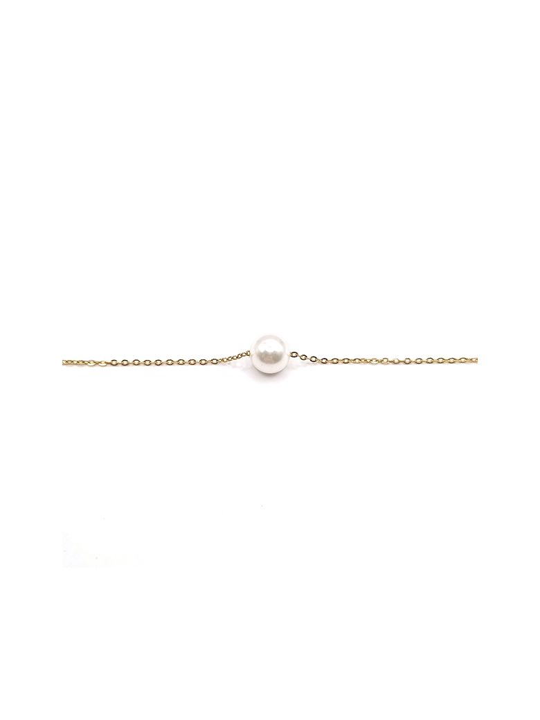 Bracelet Chaîne en Acier Inoxydable Doré avec Perle Blanche – Élégance Pure et Intemporelle