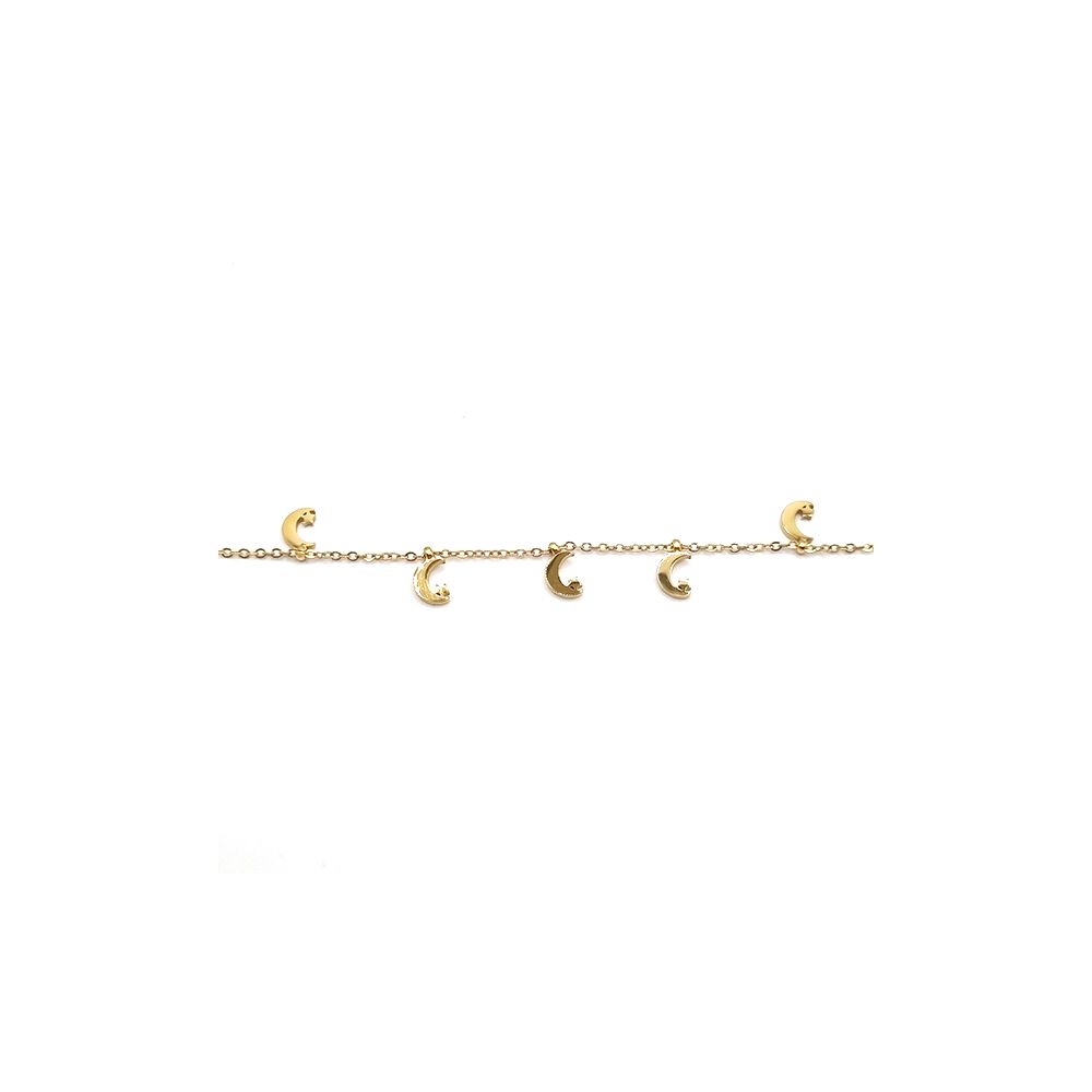 Bracelet Chaîne en Acier Inoxydable Doré avec Breloques Lune – Mystique et Élégant