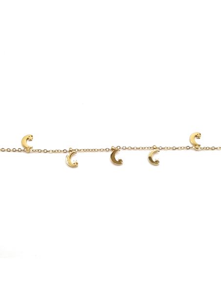 Bracelet Chaîne en Acier Inoxydable Doré avec Breloques Lune – Mystique et Élégant