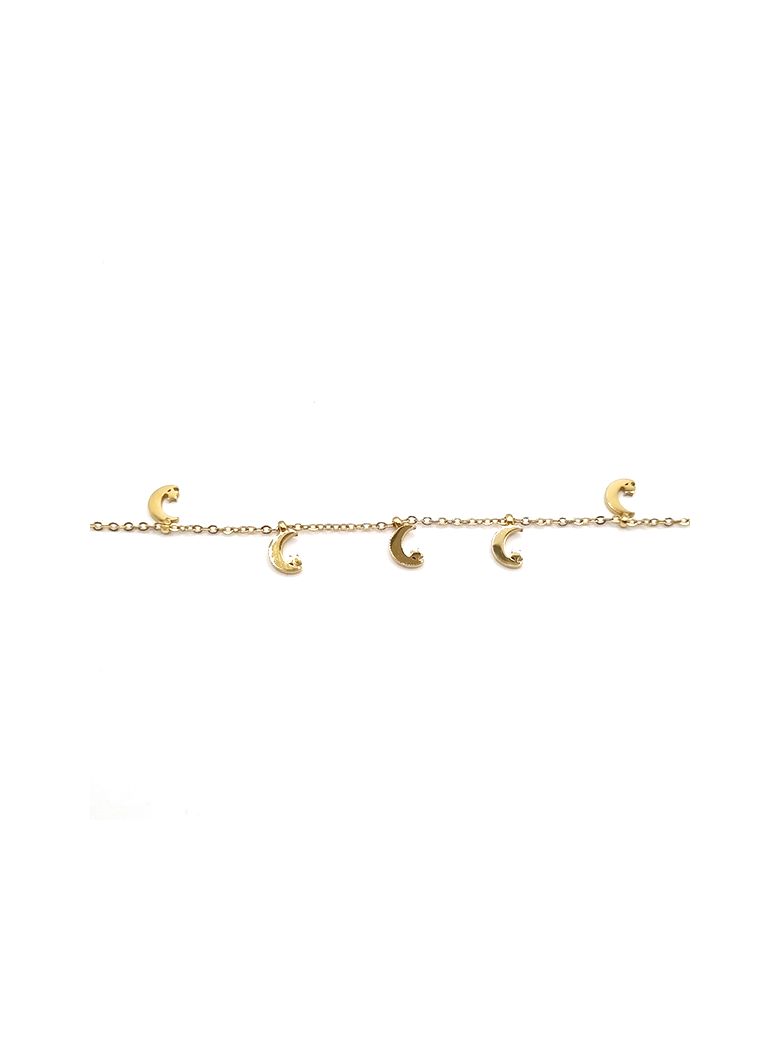Bracelet Chaîne en Acier Inoxydable Doré avec Breloques Lune – Mystique et Élégant