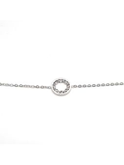 Bracelet Chaîne en Acier Inoxydable Argenté avec Cercle de Zircons – Éclat Sublime