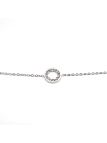 Bracelet Chaîne en Acier Inoxydable Argenté avec Cercle de Zircons – Éclat Sublime