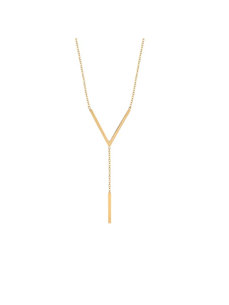 Collier Chaîne en Acier Inoxydable Doré avec pendentif en Y