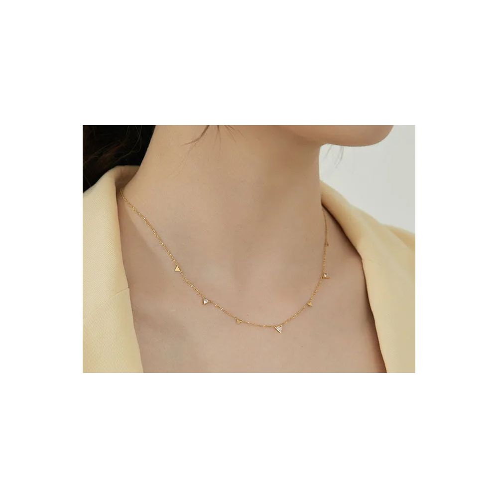 Collier en Acier Inoxydable Doré avec Pendentifs Triangles