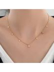 Collier en Acier Inoxydable Doré avec Gouttelettes et Zircon