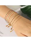 Bracelet Chaîne en Acier Inoxydable Doré avec Perles Colorées