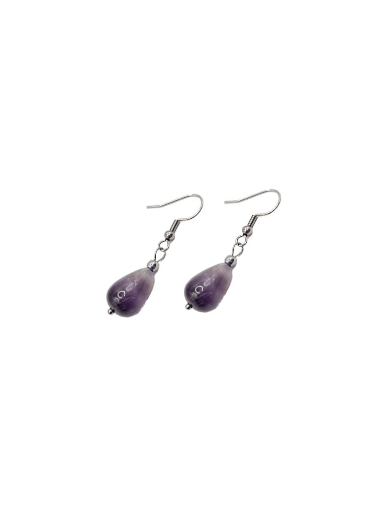 Boucles d'Oreilles Argentées en Acier Inoxydable avec Perle Naturelle Goutte d'Eau
