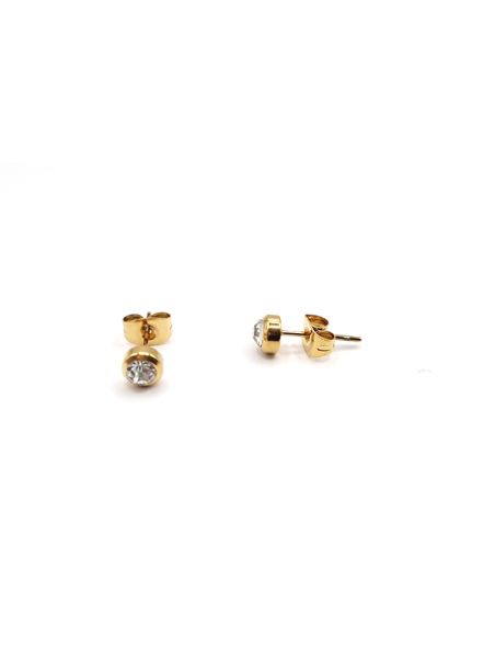 Boucles d'Oreilles Clous en Acier Inoxydable Doré avec Zircon