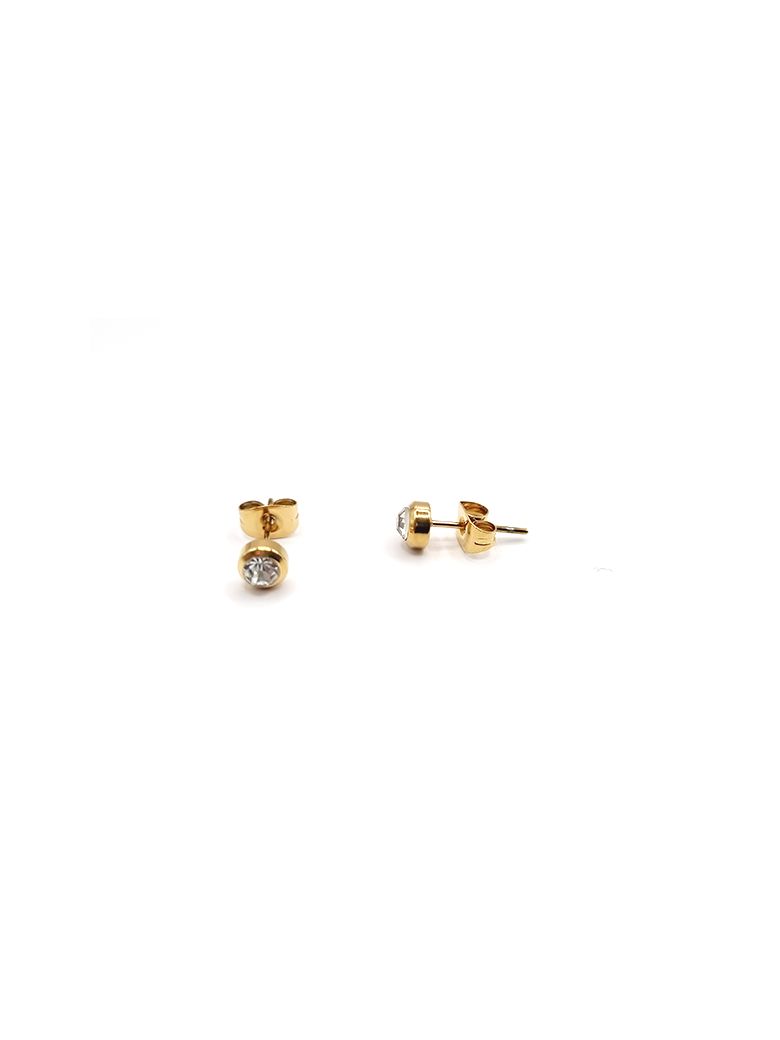 Boucles d'Oreilles Clous en Acier Inoxydable Doré avec Zircon