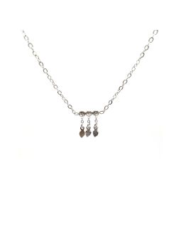 copy of  Collier en Acier Inoxydable Argenté avec Pendentifs Cristal et Feuilles