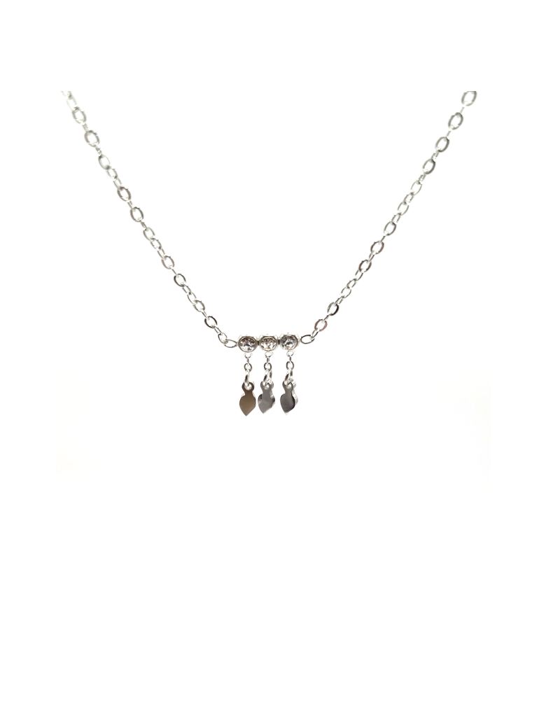 copy of  Collier en Acier Inoxydable Argenté avec Pendentifs Cristal et Feuilles