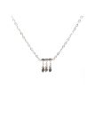 copy of  Collier en Acier Inoxydable Argenté avec Pendentifs Cristal et Feuilles