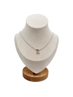 copy of  Collier en Acier Inoxydable Argenté avec Pendentifs Cristal et Feuilles