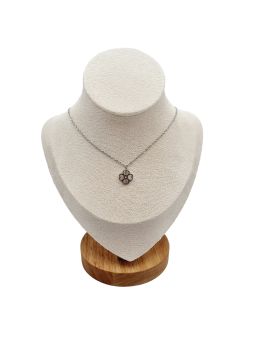 Collier en Acier Inoxydable Argenté avec Pendentif Fleur en Nacre