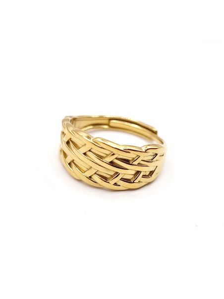 Bague tressée dorée en acier inoxydable