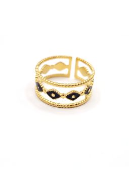 Bague dorée en acier inoxydable motif œil protecteur