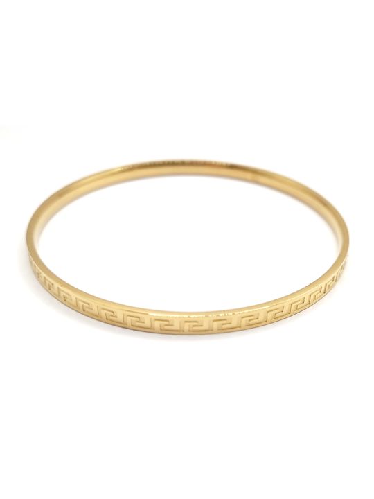 Bracelet jonc motif grec doré en acier inoxydable