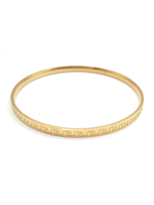 Bracelet jonc motif grec doré en acier inoxydable