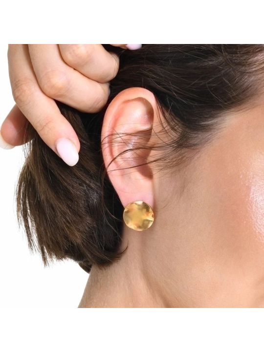 Boucles d'Oreilles Disques Dorés en Acier Inoxydable Poli