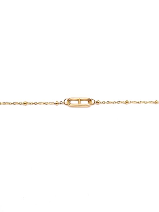 Bracelet chaîne en acier inoxydable avec maillon central doré
