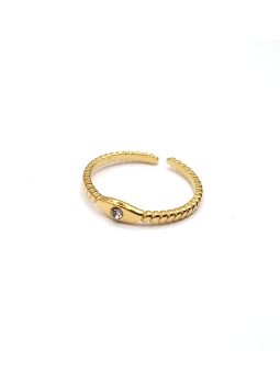 Bague ouverte en acier inoxydable doré avec zircon scintillant