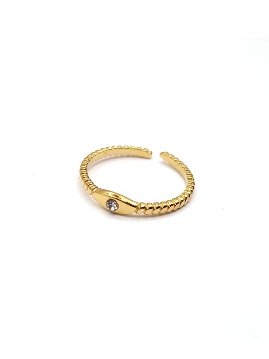 Bague ouverte en acier inoxydable doré avec zircon scintillant