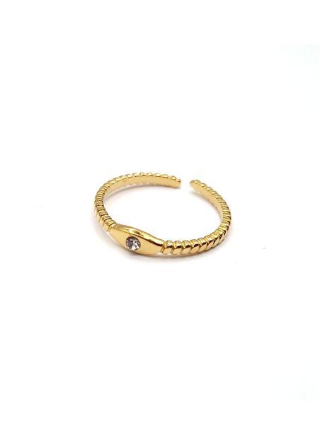 Bague ouverte en acier inoxydable doré avec zircon scintillant