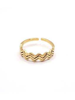 Bague chevron ouverte en acier inoxydable doré