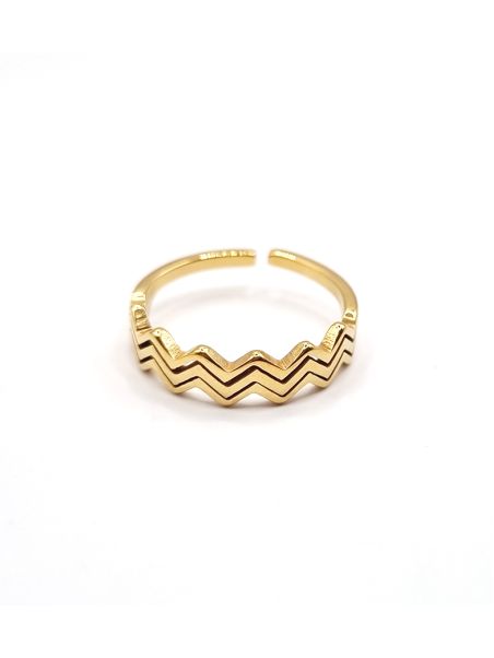 Bague chevron ouverte en acier inoxydable doré