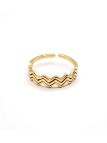 Bague chevron ouverte en acier inoxydable doré