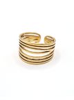 Bague multi-lignes ajourée en acier inoxydable doré