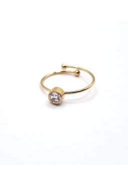 Bague minimaliste avec zircon en acier inoxydable doré