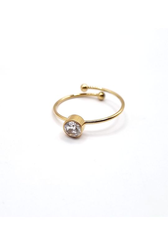 Bague minimaliste avec zircon en acier inoxydable doré