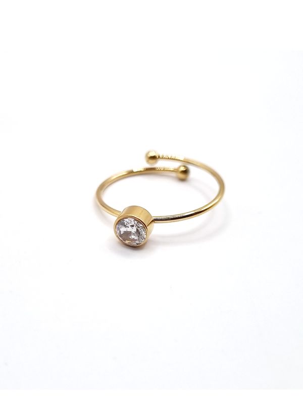Bague minimaliste avec zircon en acier inoxydable doré