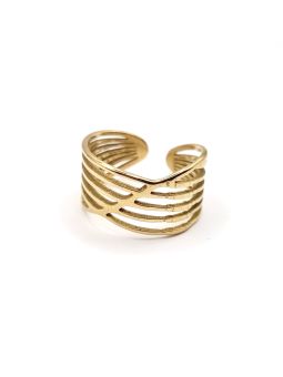 Bague ajourée en acier inoxydable doré au design moderne