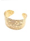 Bracelet manchette texturé en acier inoxydable doré