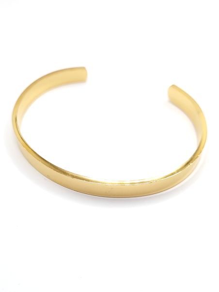 Bracelet jonc lisse en acier inoxydable doré - 65 mm saillant